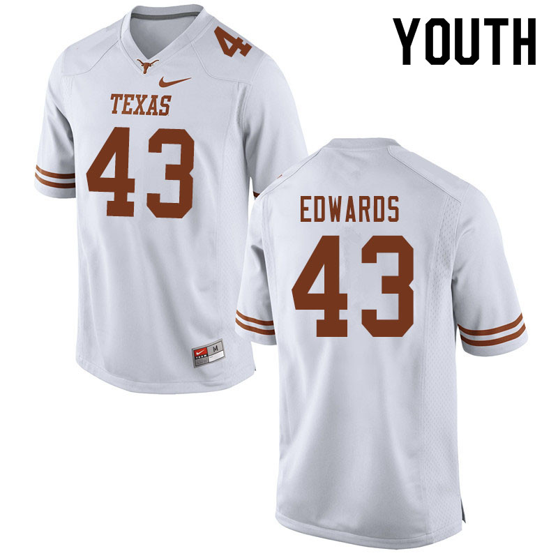 Youth #43 Zach Edwards Texas Longhorns College Football Jerseys Sale-White